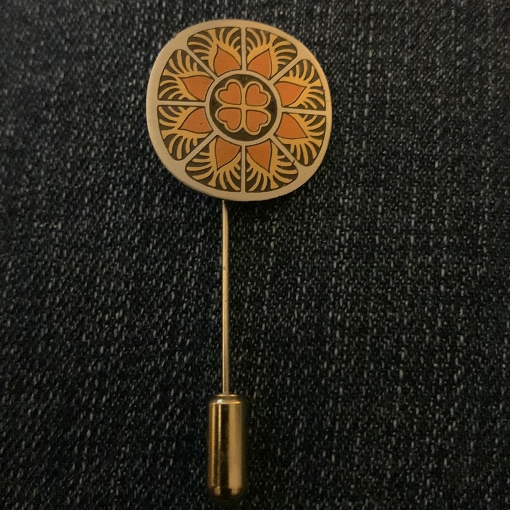 Vintage Reed & Barton Damascene Sun and Hearts Stick / Scarf Pin
